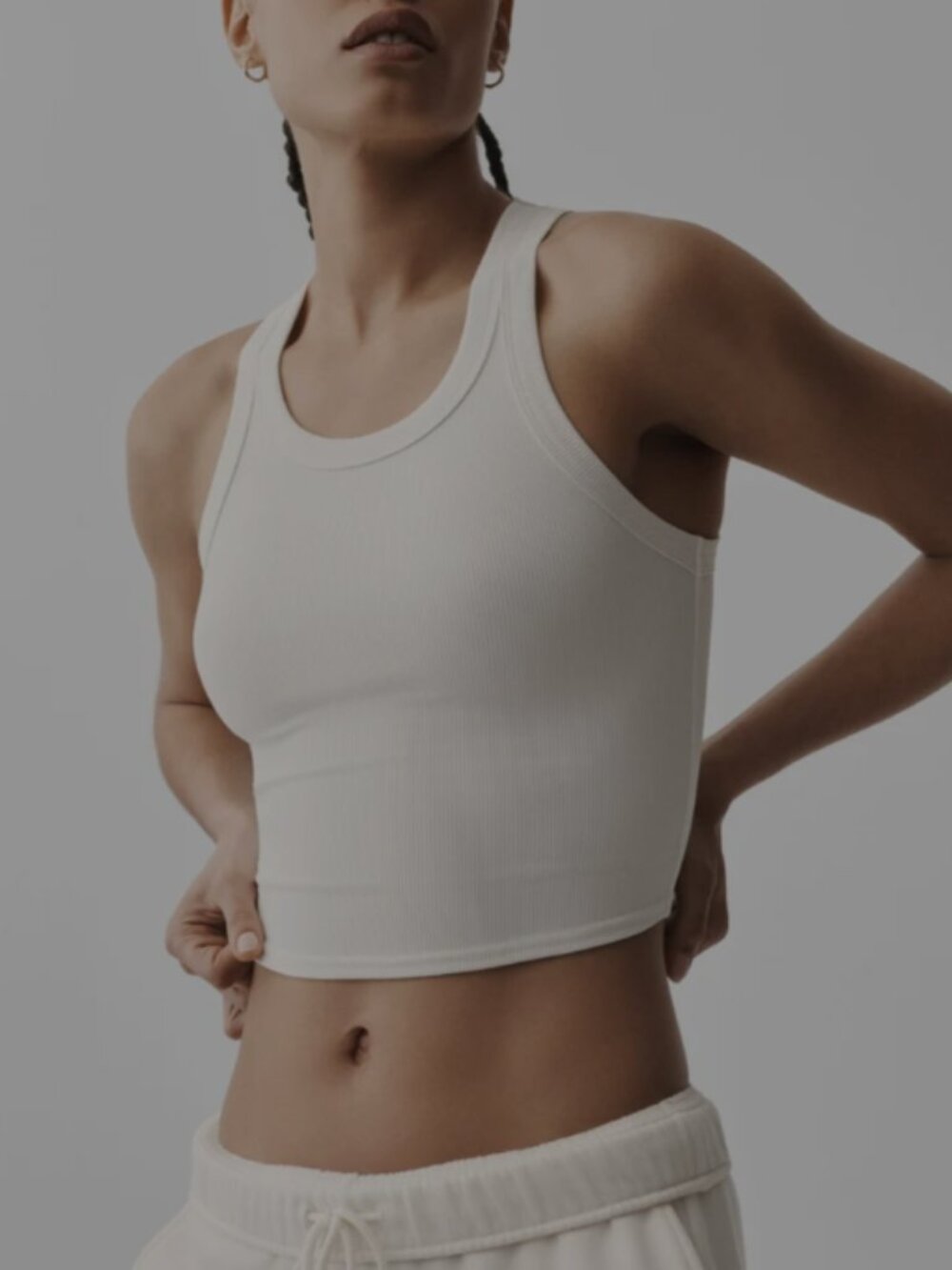 ALO Goddess Ribbed Go-To Tank  Ivory M